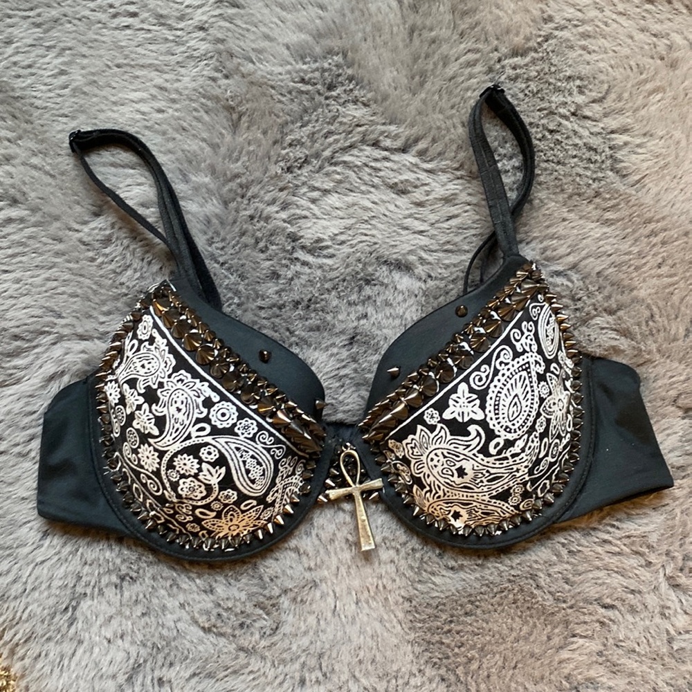 Custom Studded Gothic Festival Push-up Bra